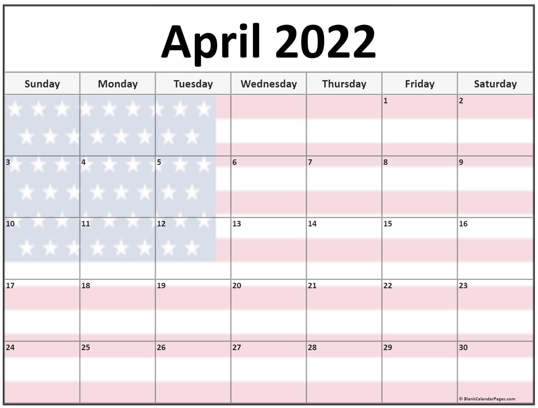 Collection Of April 2022 Photo Calendars With Image Filters