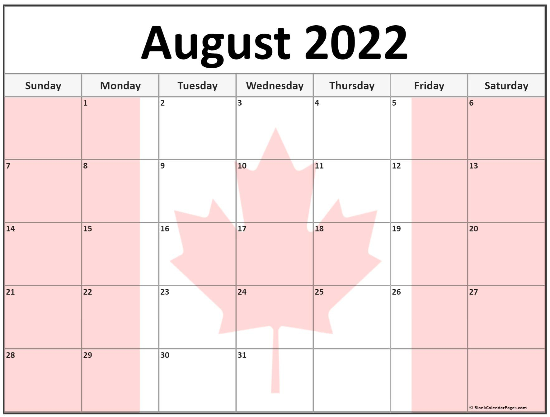 Collection Of August 2022 Photo Calendars With Image Filters