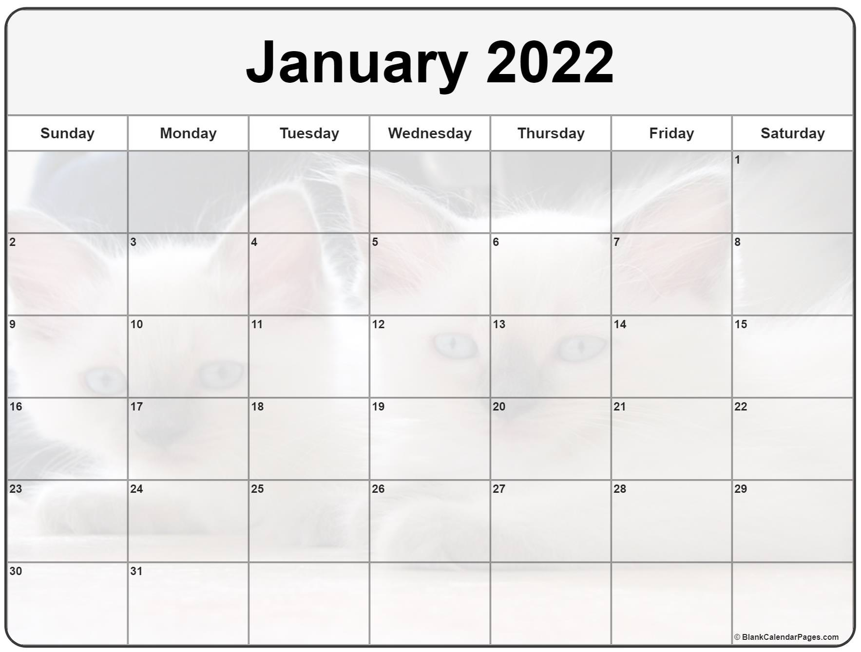 Collection Of January 2022 Photo Calendars With Image Filters