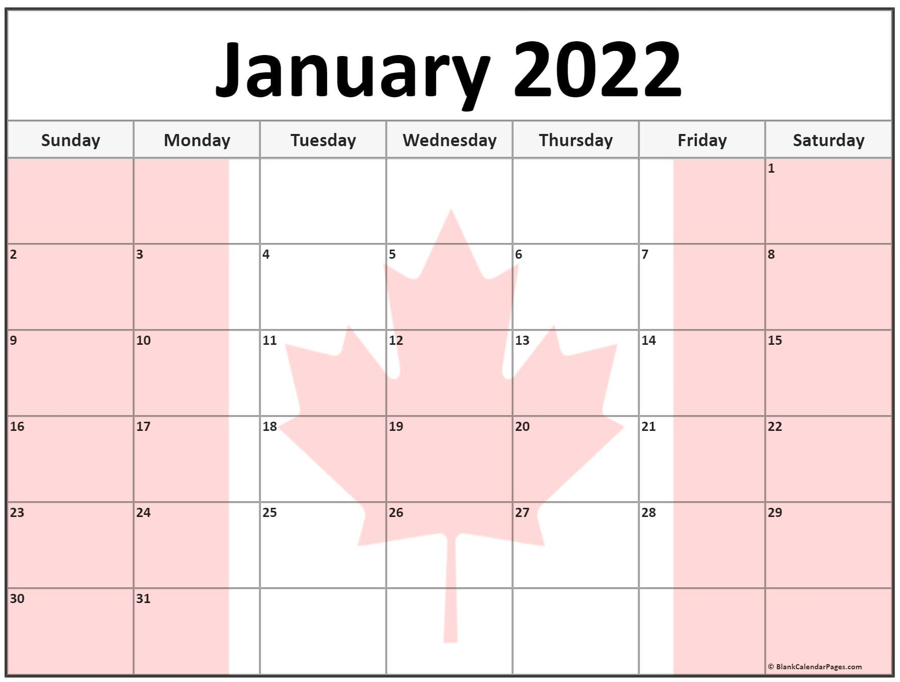 Collection Of January 2022 Photo Calendars With Image Filters