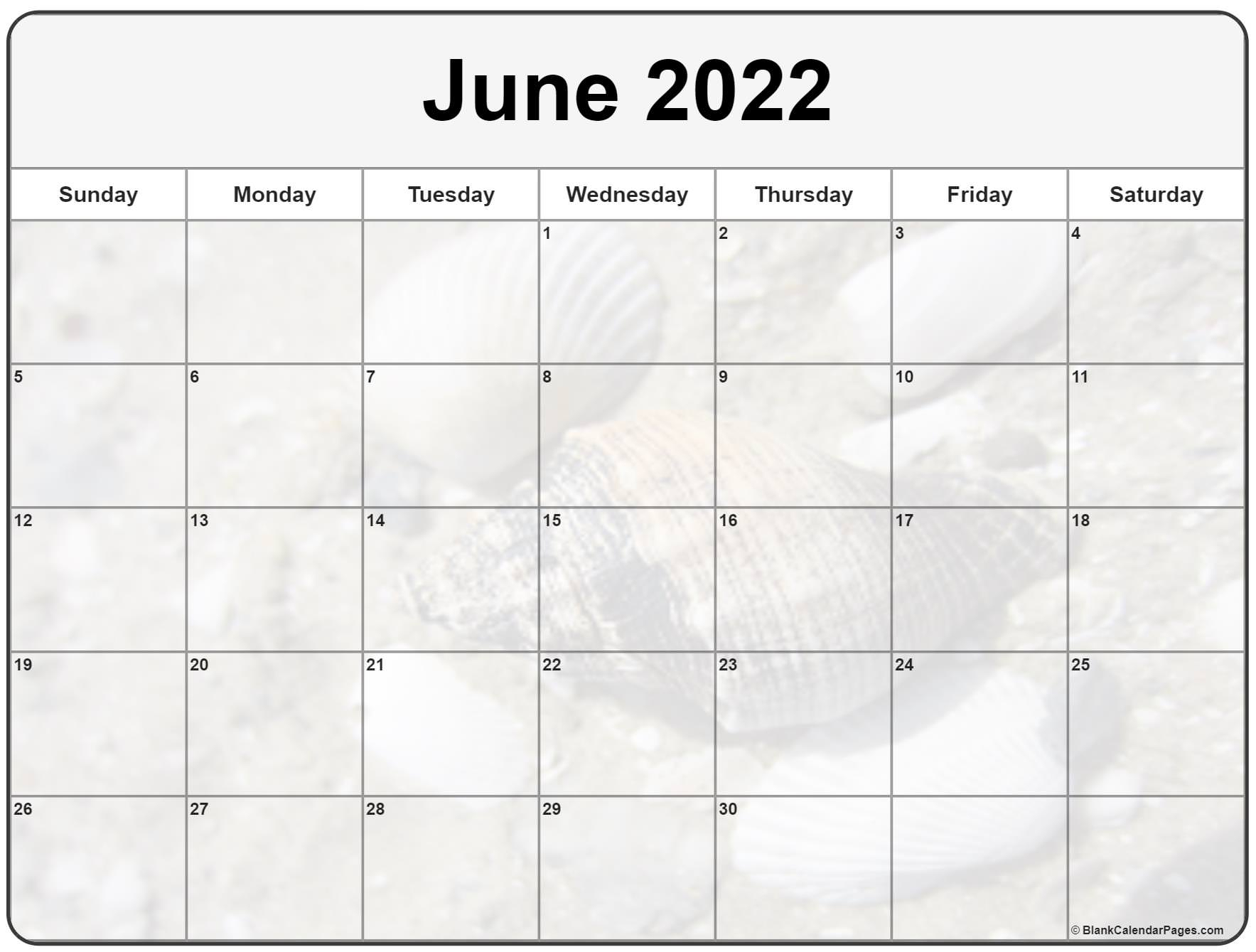 Collection Of June 2022 Photo Calendars With Image Filters