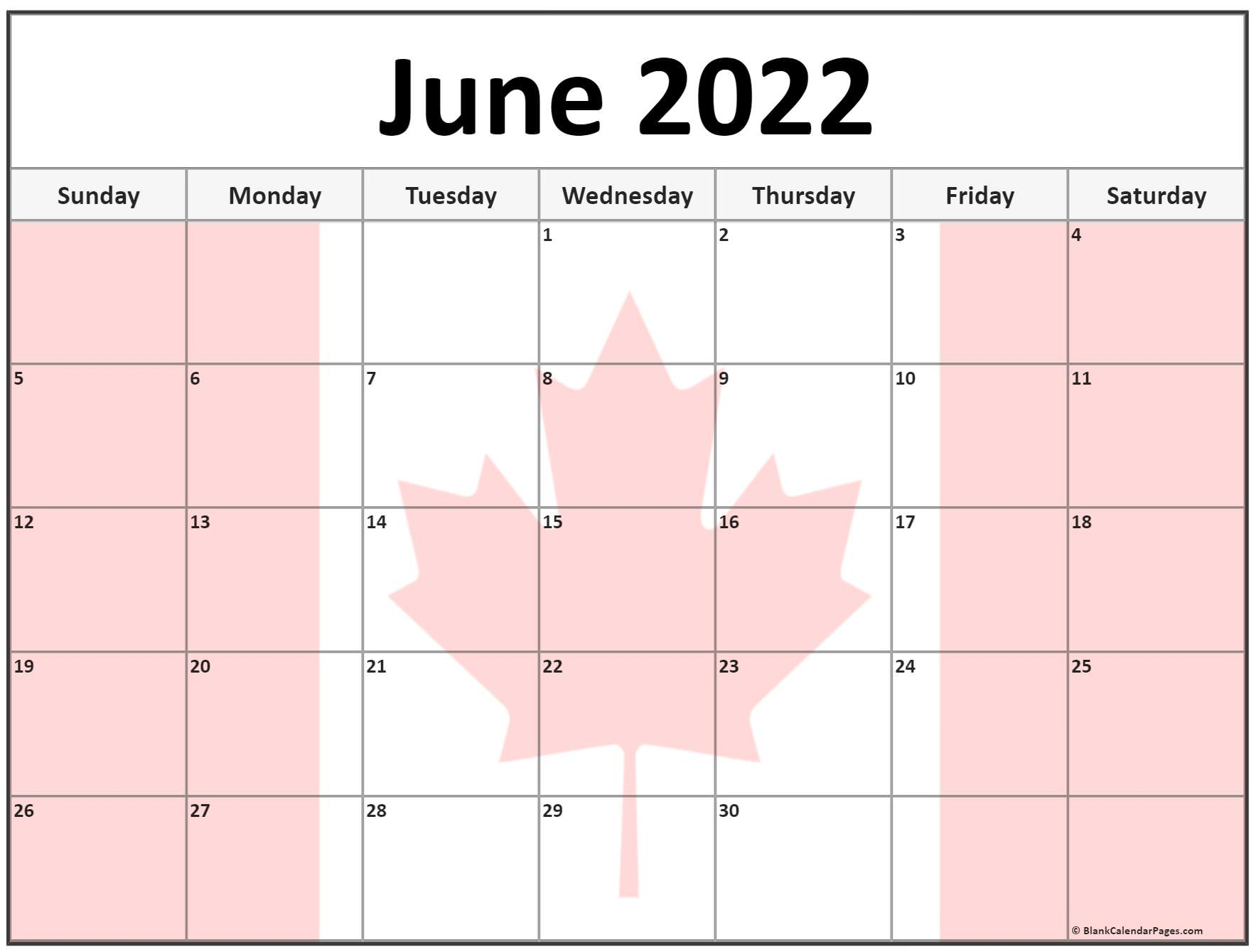 Collection Of June 2022 Photo Calendars With Image Filters