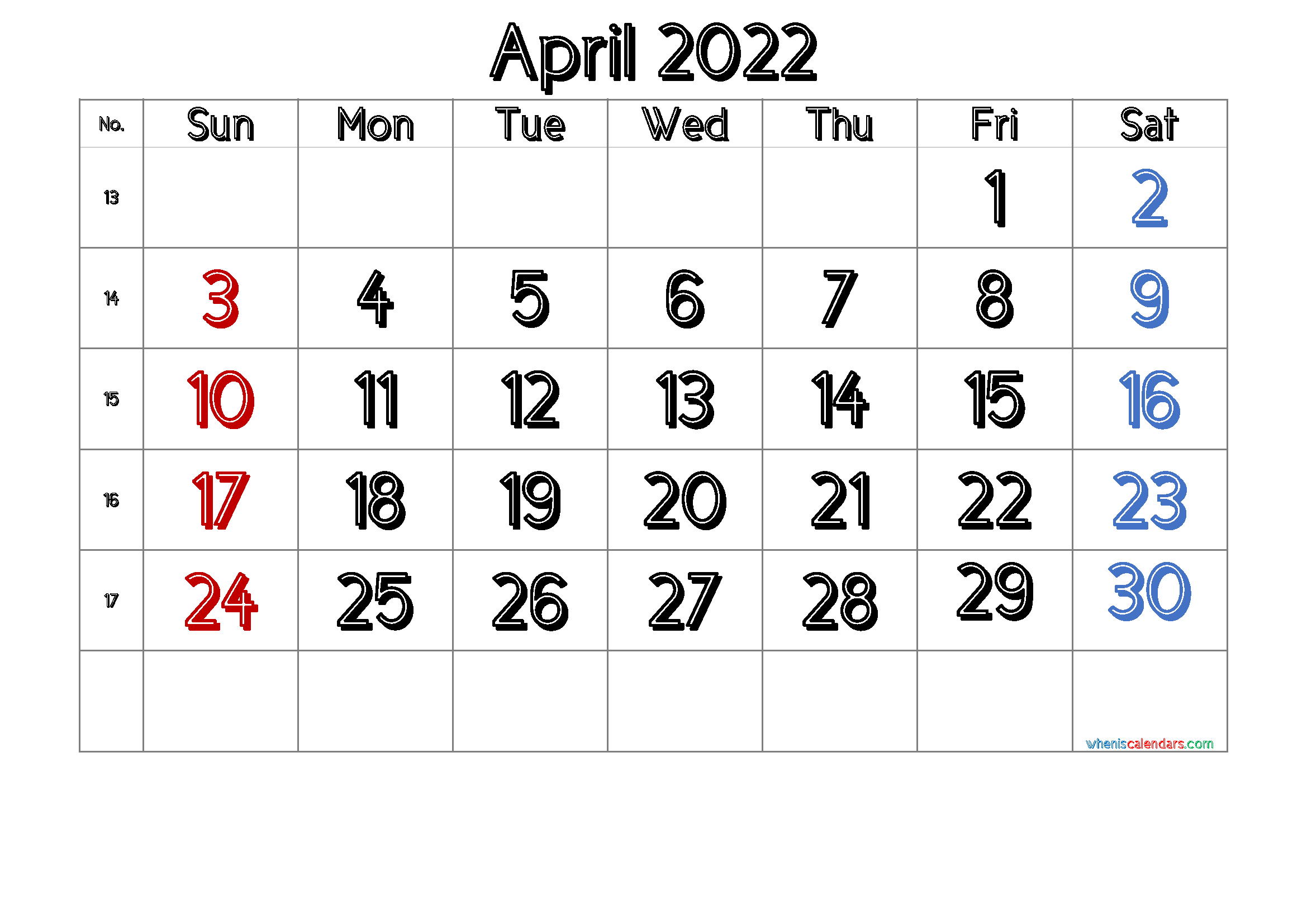 Cute April 2022 Calendar (Pdf And Image)