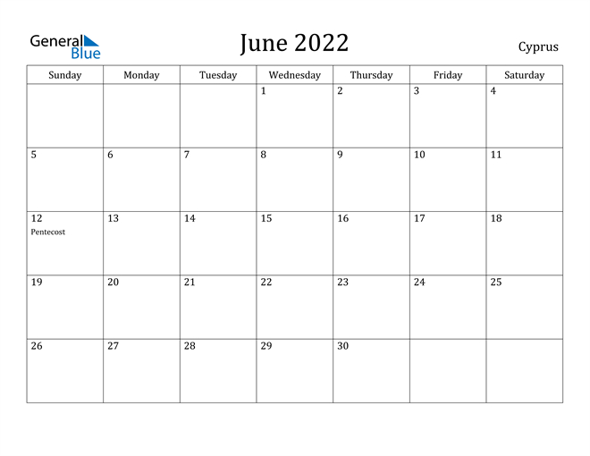 Cyprus June 2022 Calendar With Holidays
