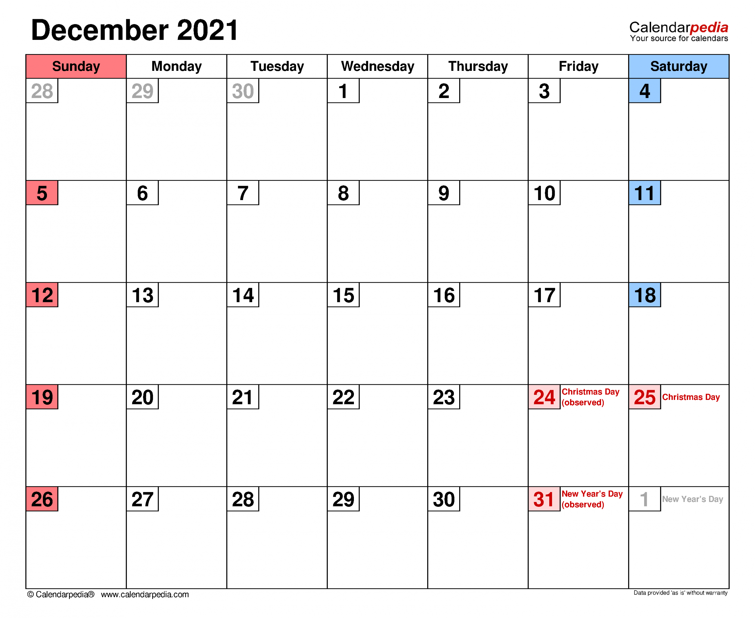 December 2021 Calendar Events | Printable March