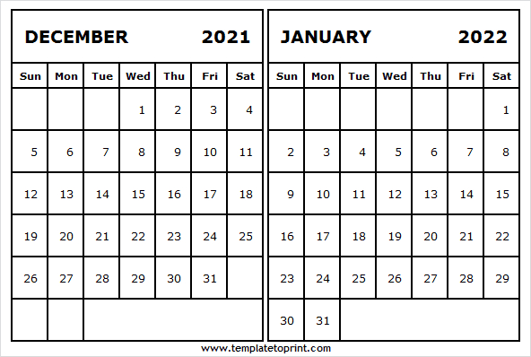 December 2021 January 2022 Calendar Editable | Calendar