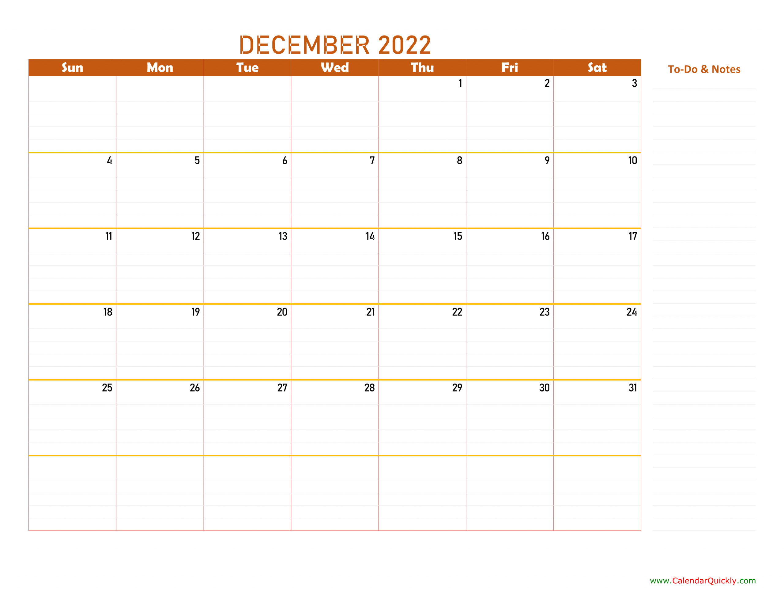 December 2022 Calendar | Calendar Quickly