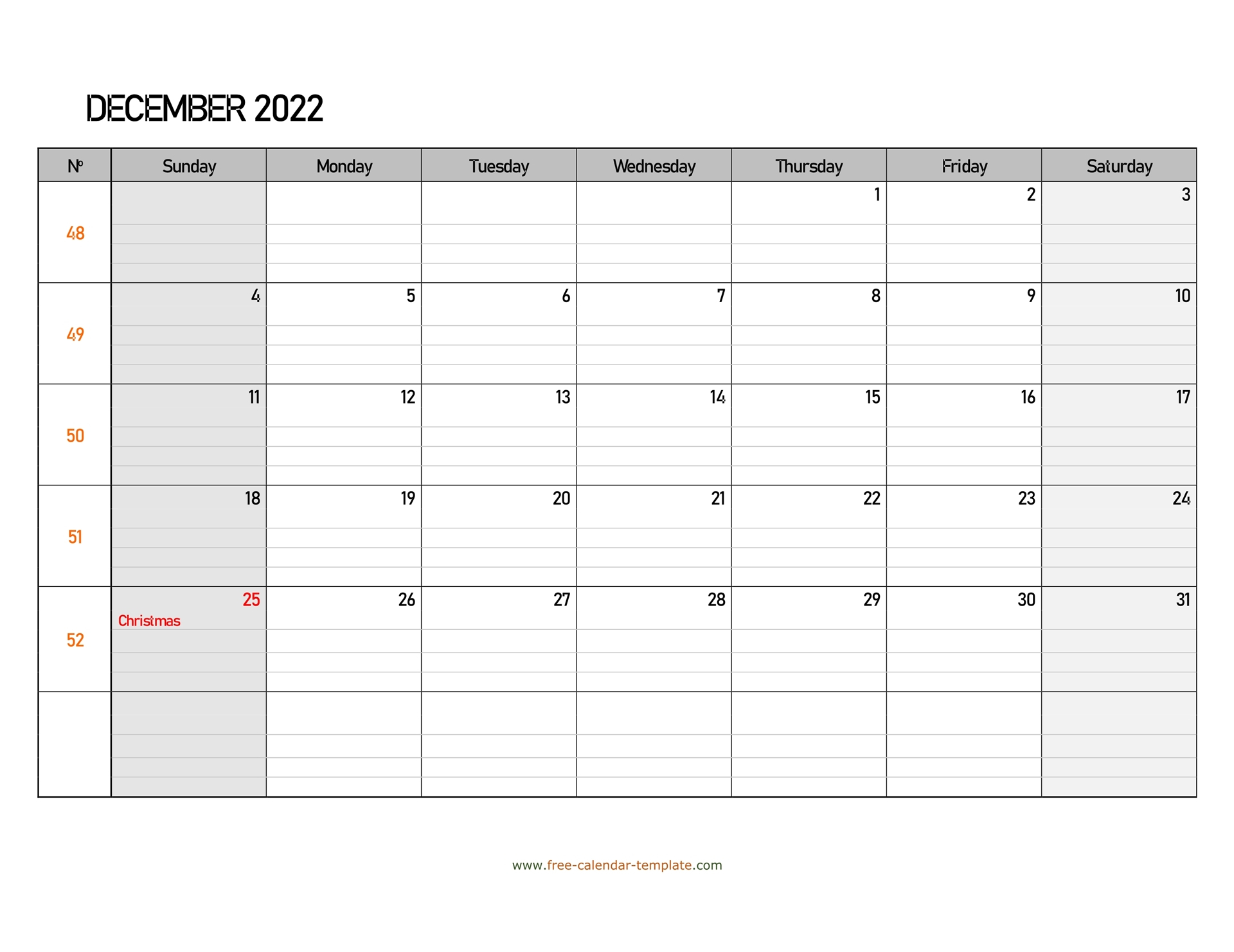 December 2022 Free Calendar Tempplate | Free-Calendar