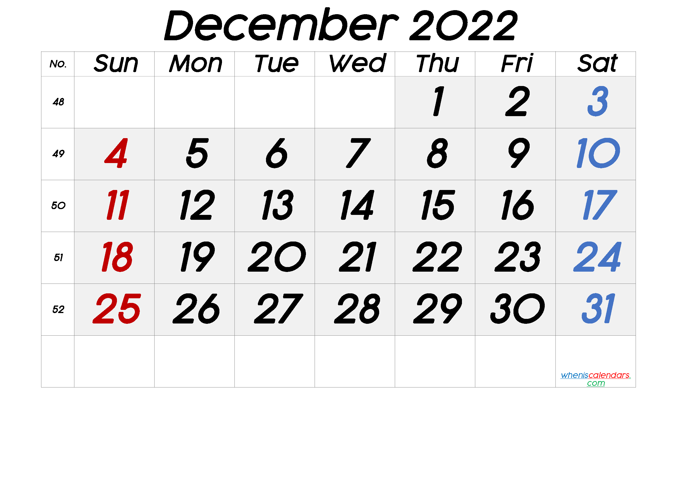 December 2022 Printable Calendar - 6 Templates In 2020