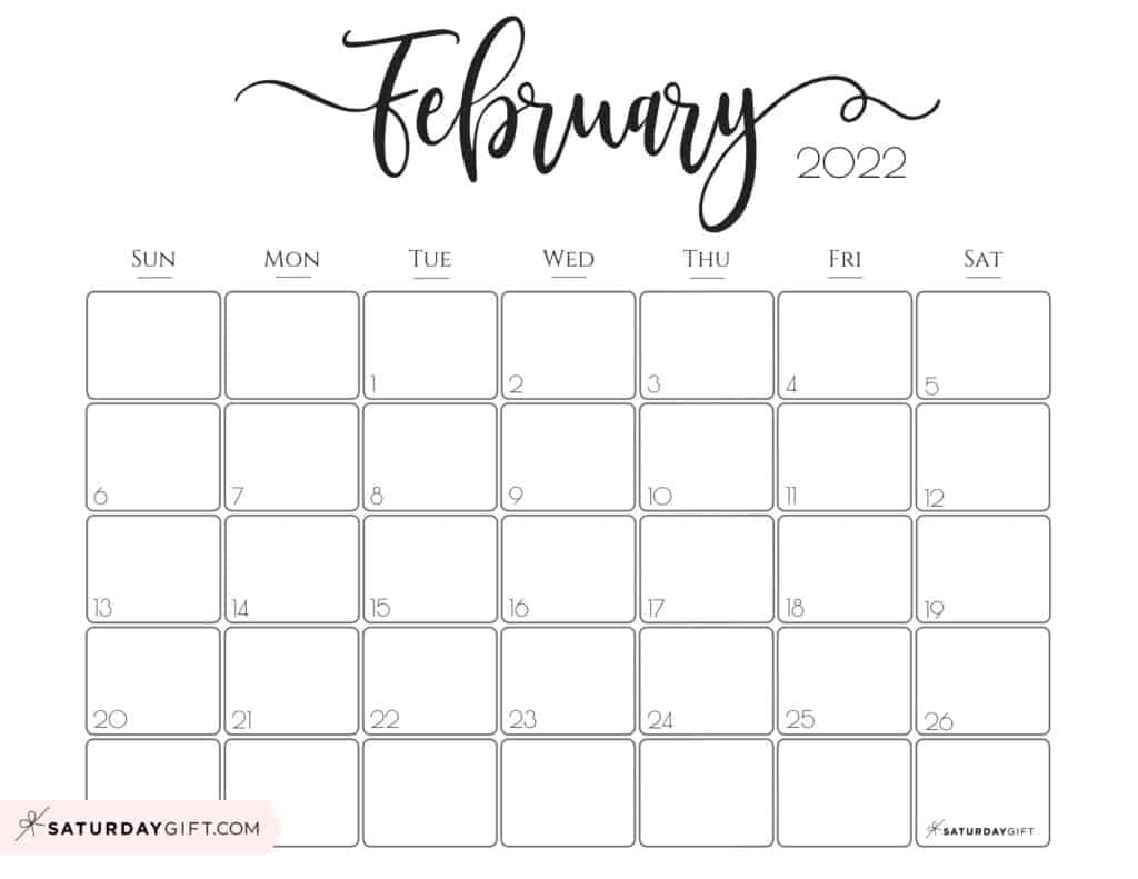 Decorative February 2022 Calendar For Message Boards