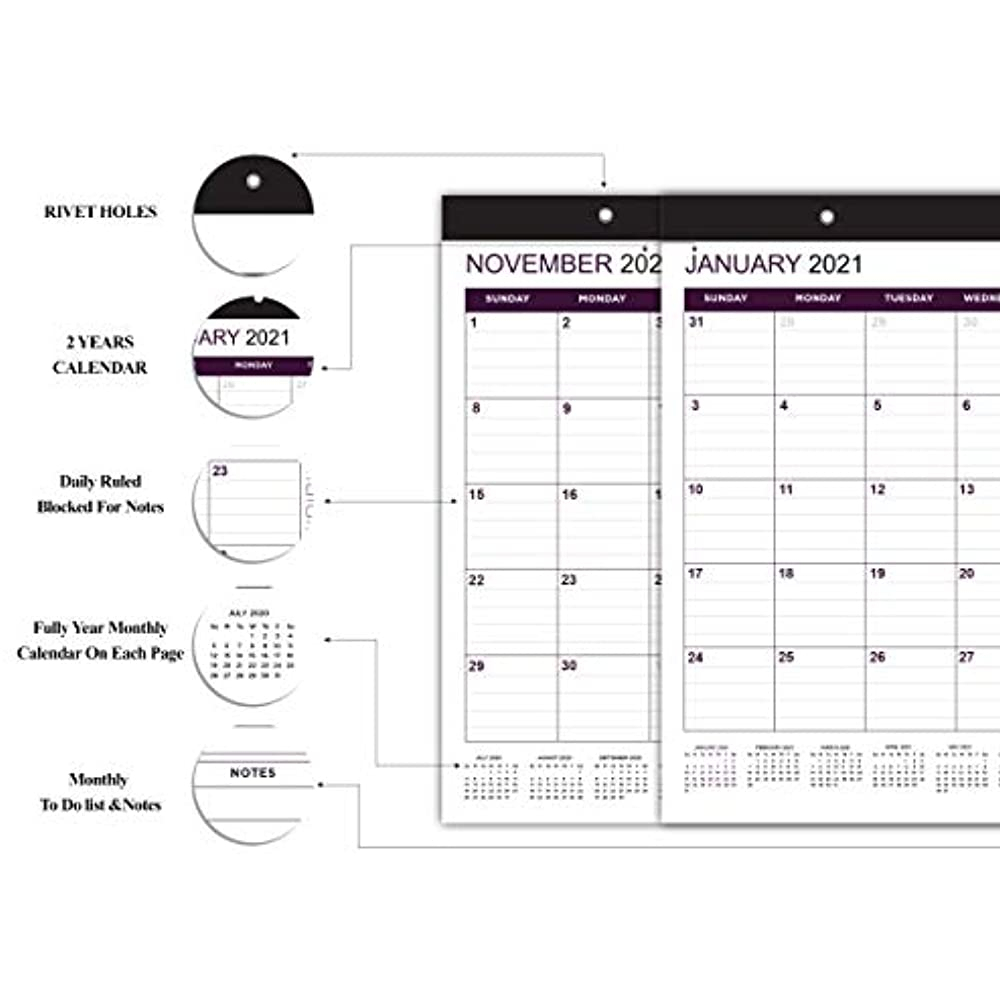 Desk Calendar 2021-2022 18 Months Desktop Wall Jan June