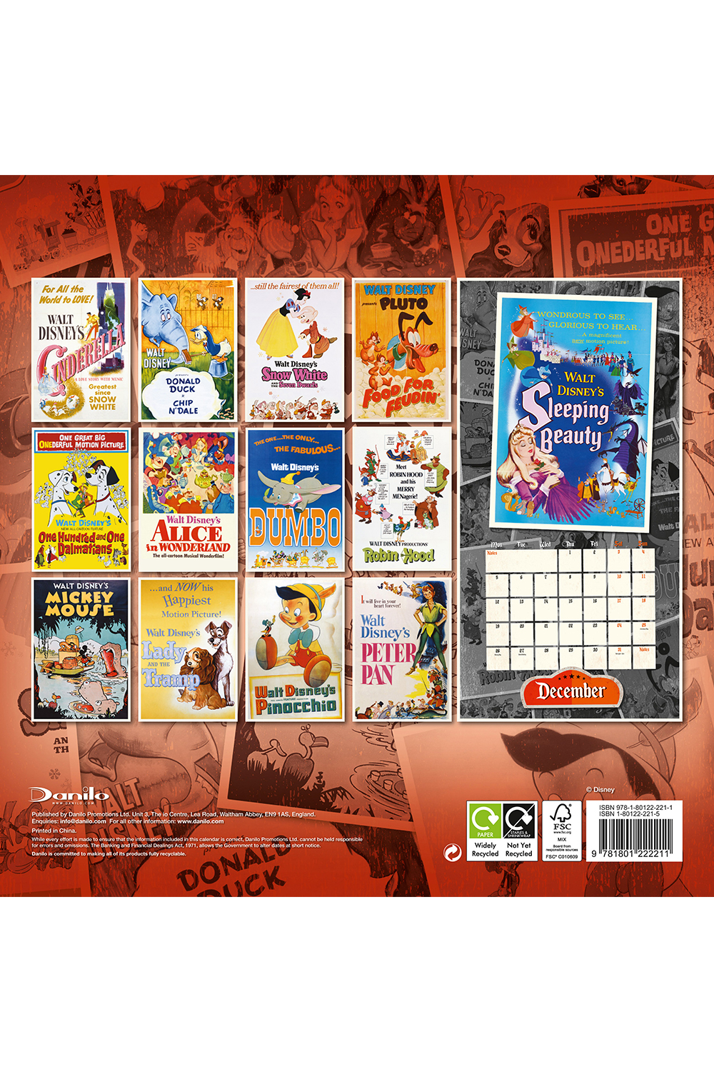 Disney Vintage Posters 2022 Square Wall Calendar - Grange