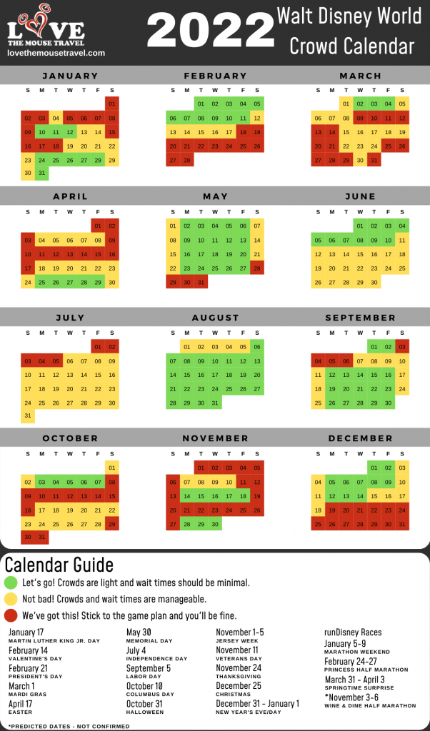 Disney World Crowd Calendar 2022 Holidays