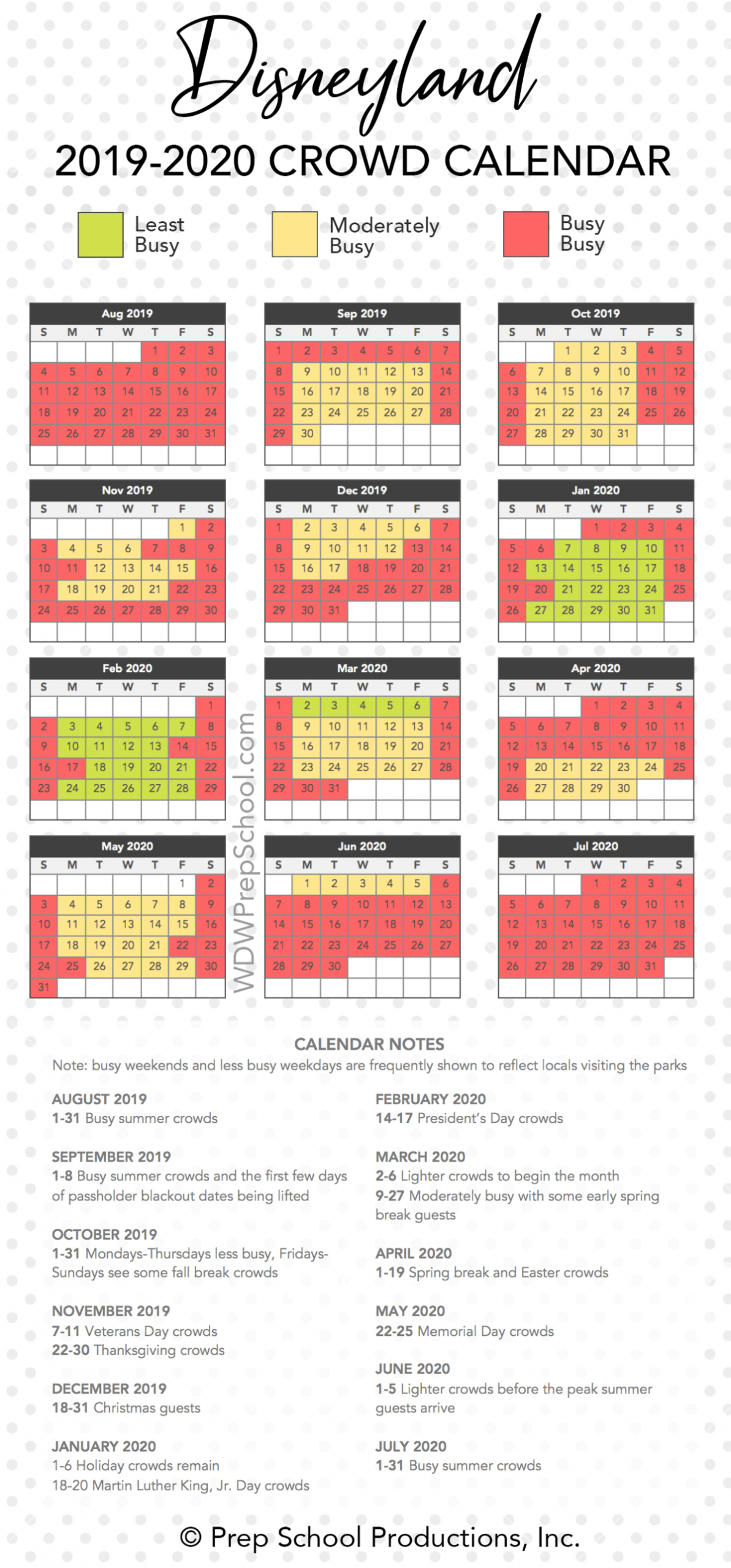 Disneyland Attendance Calendar Los Angeles