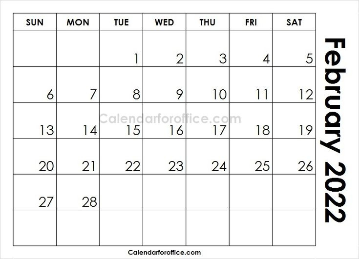 Download Free Printable February 2022 Calendar In