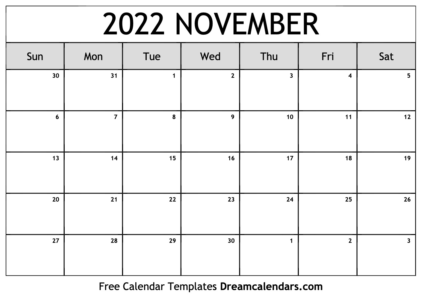 Download Printable November 2022 Calendars
