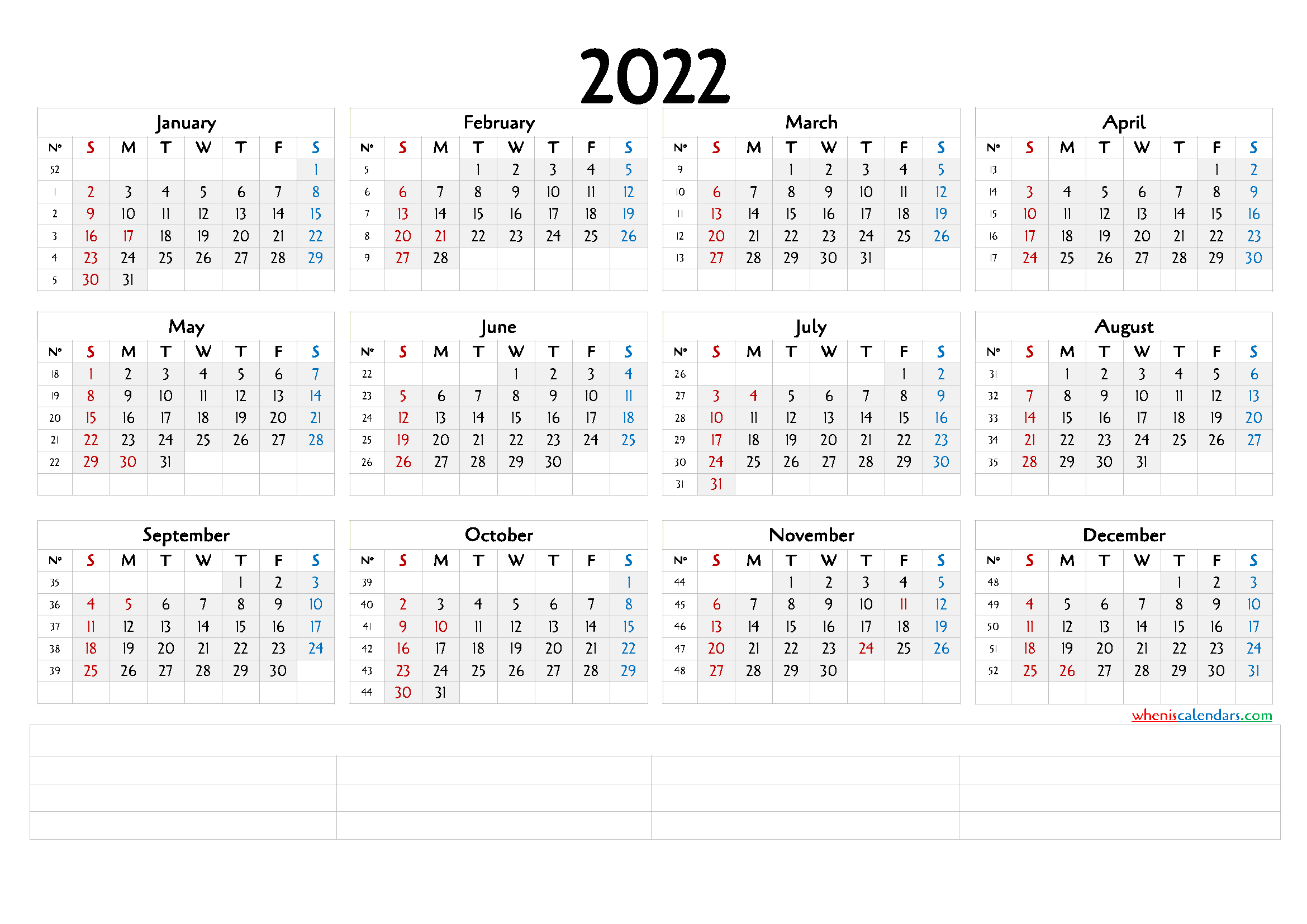 Downloadable 2022 Monthly Calendar - Calendraex