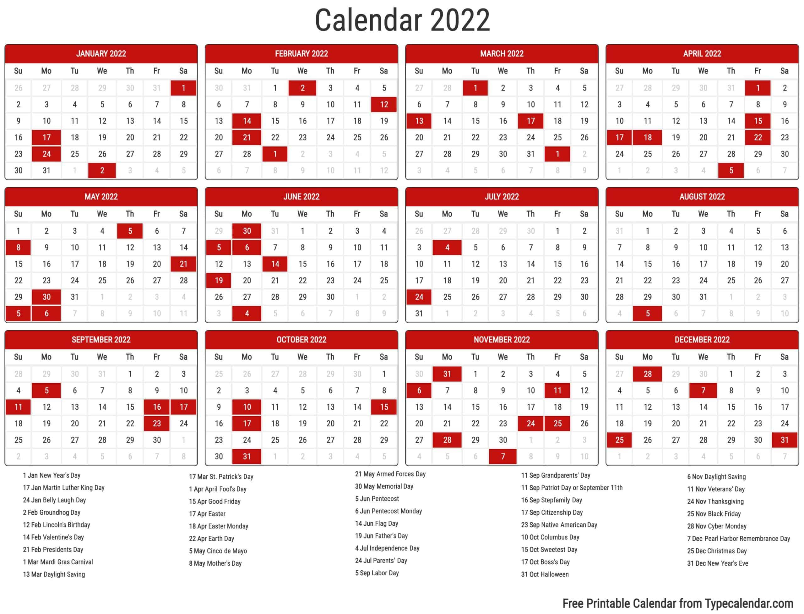Easter 2022 Calendar Page