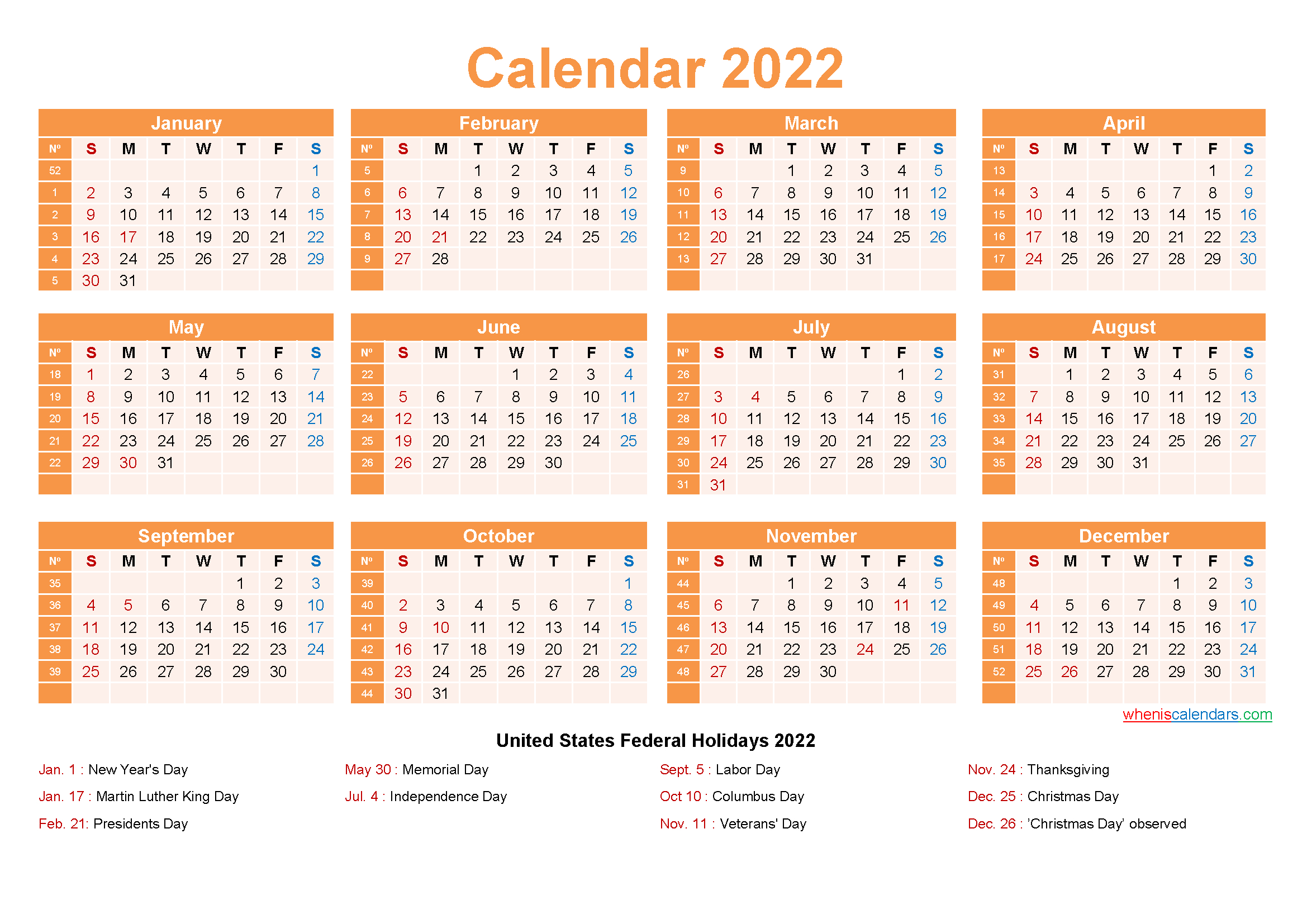 Calendar Years That Match 2022