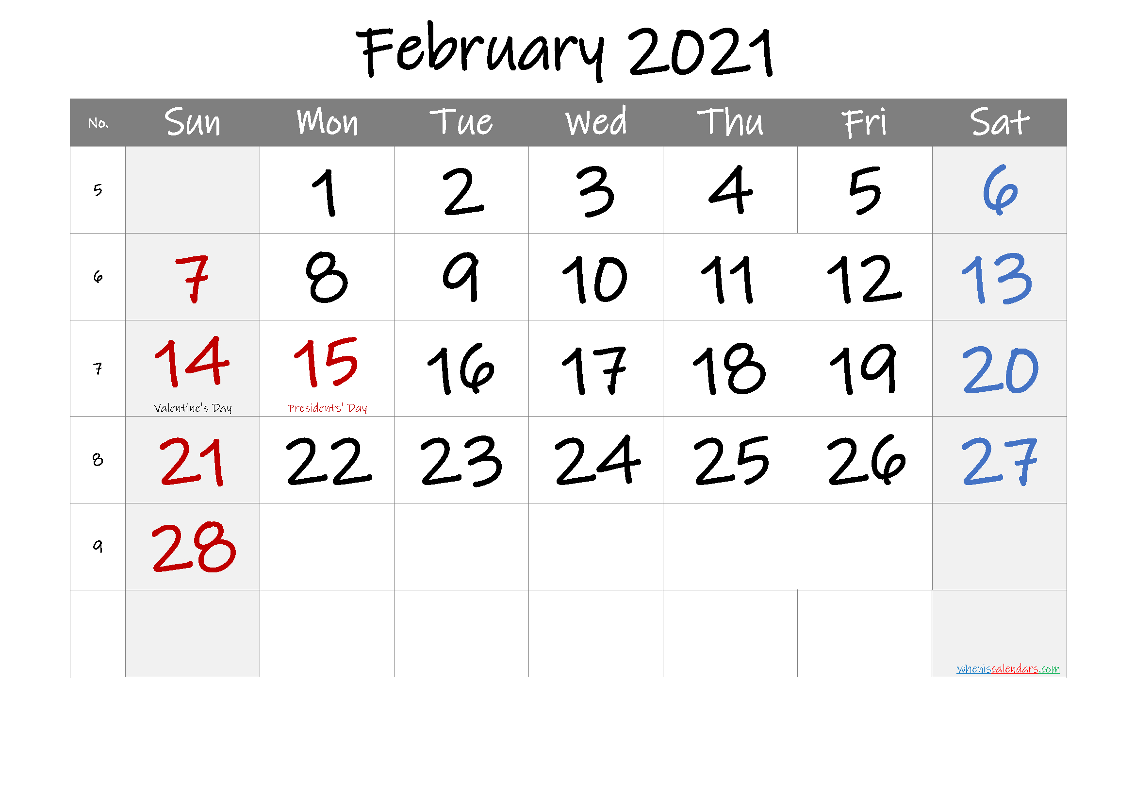 February 2021 Calendar Printable With Holidays / 65+ Free February 2022 Calendar Printable With