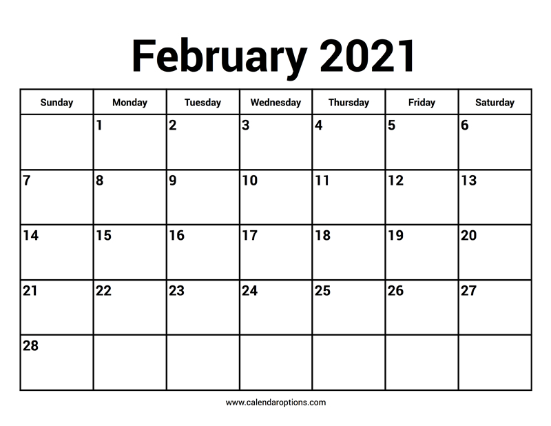 February 2021 Calendars - Calendar Options