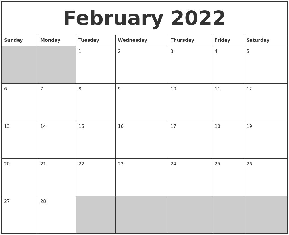 February 2022 Calendar Monday Start Calendar Template 2022 4515