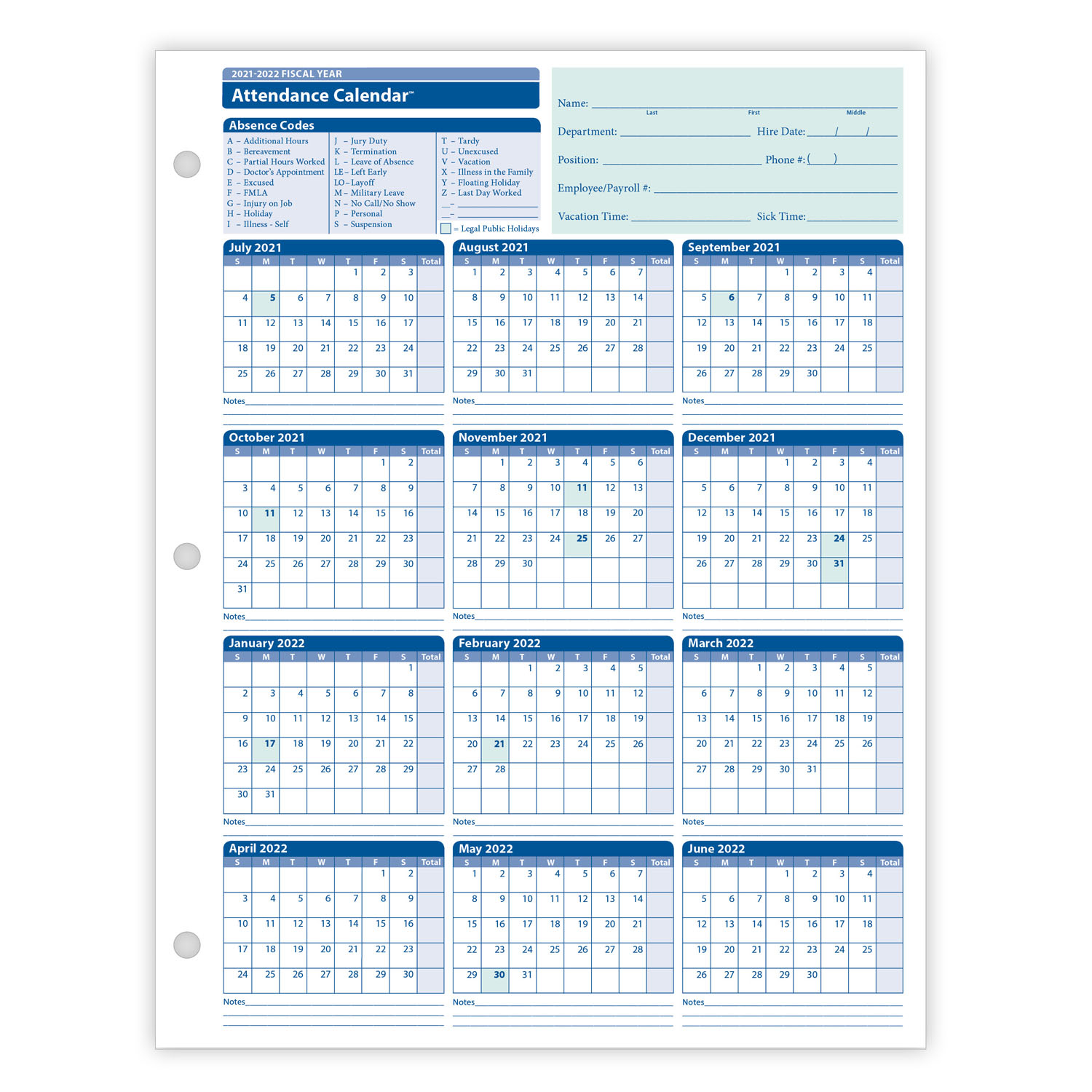 February 2022 Calendar: Absentee