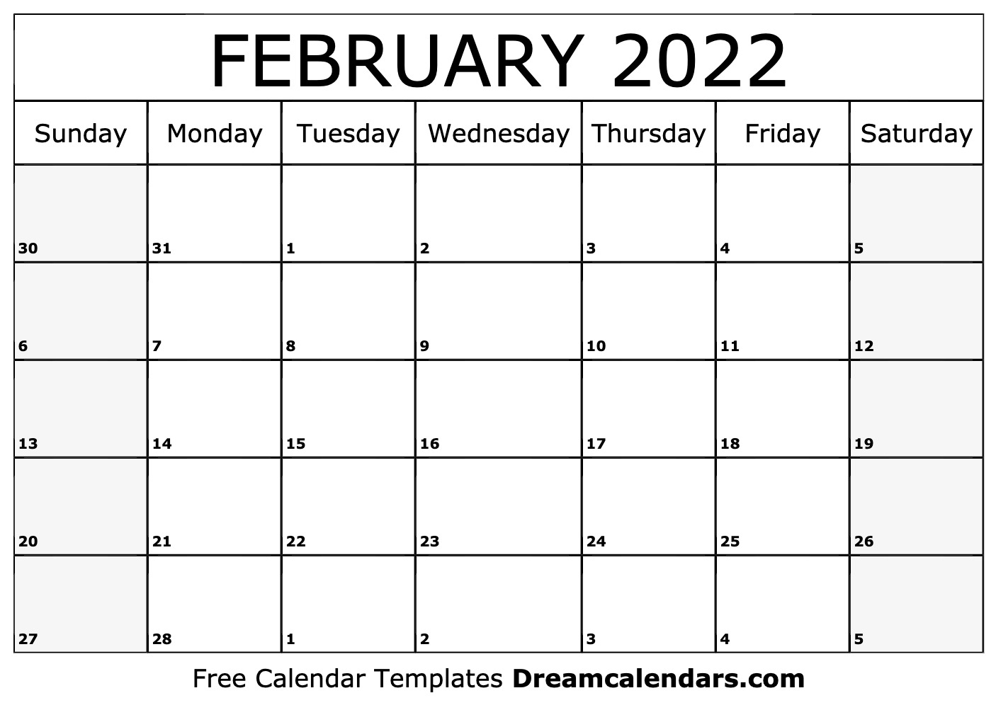 February 2022 Calendar | Free Blank Printable Templates