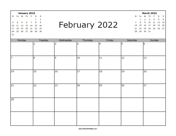 February 2022 Calendar | Free Printable
