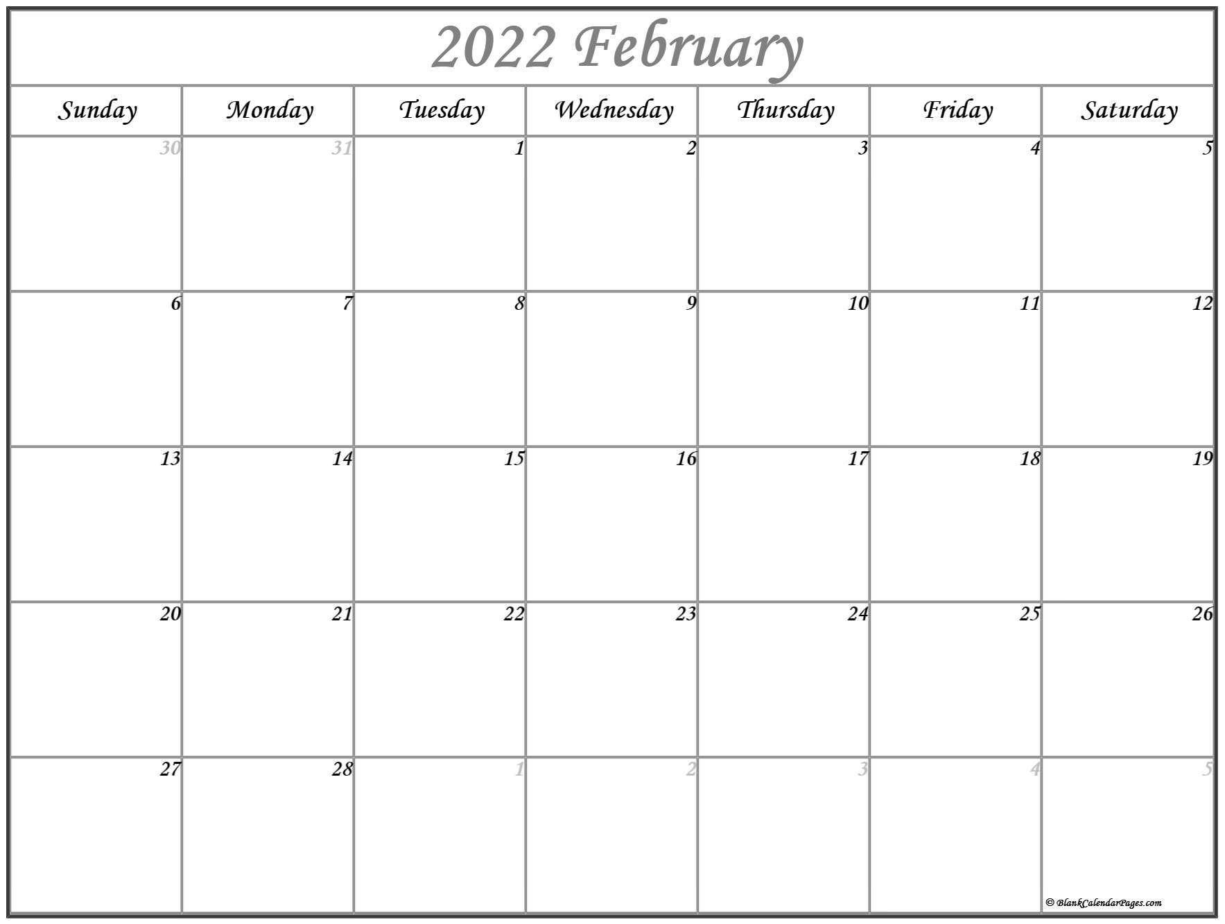 February 2022 Calendar | Free Printable Calendar Templates