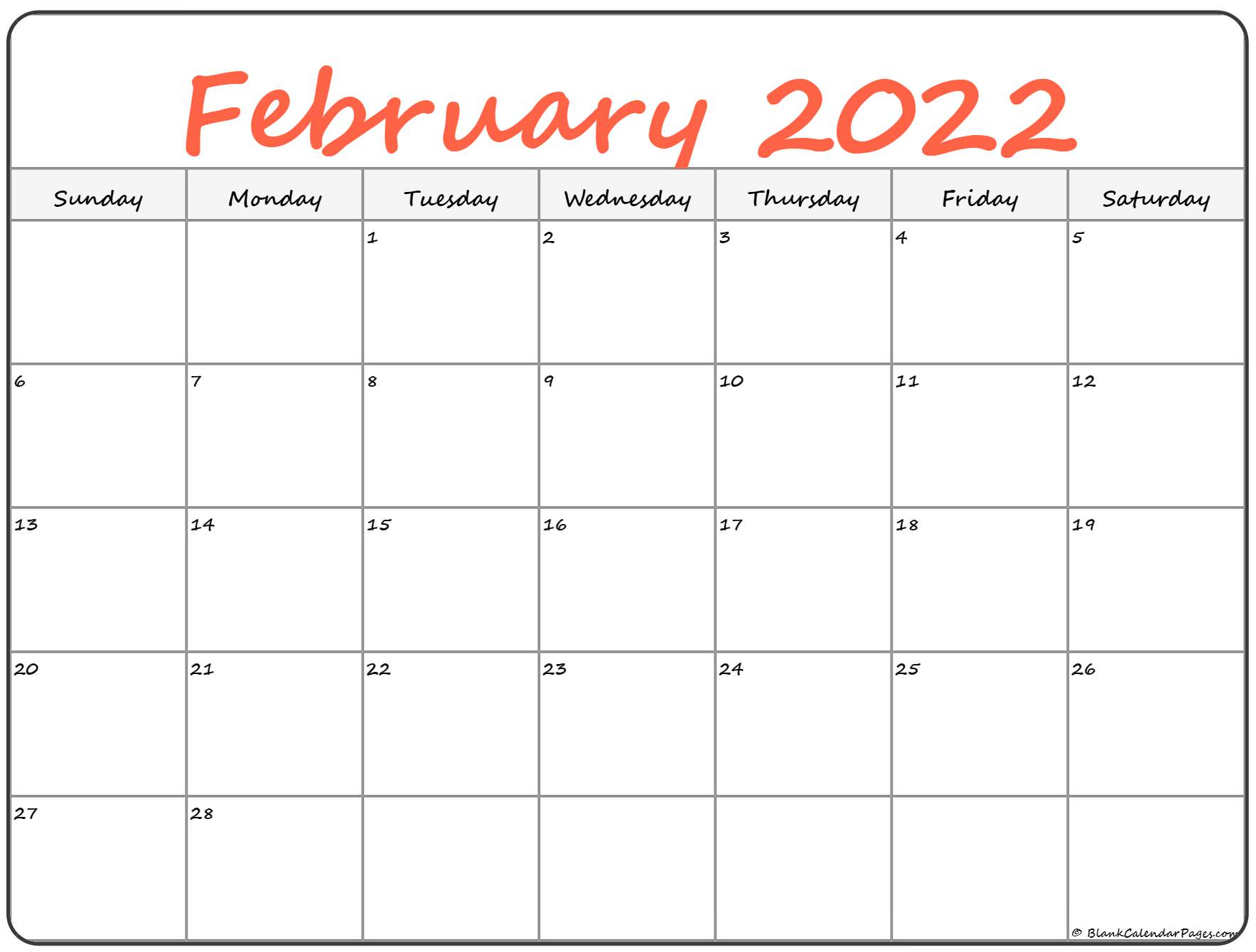 February 2022 Calendar | Free Printable Calendar Templates