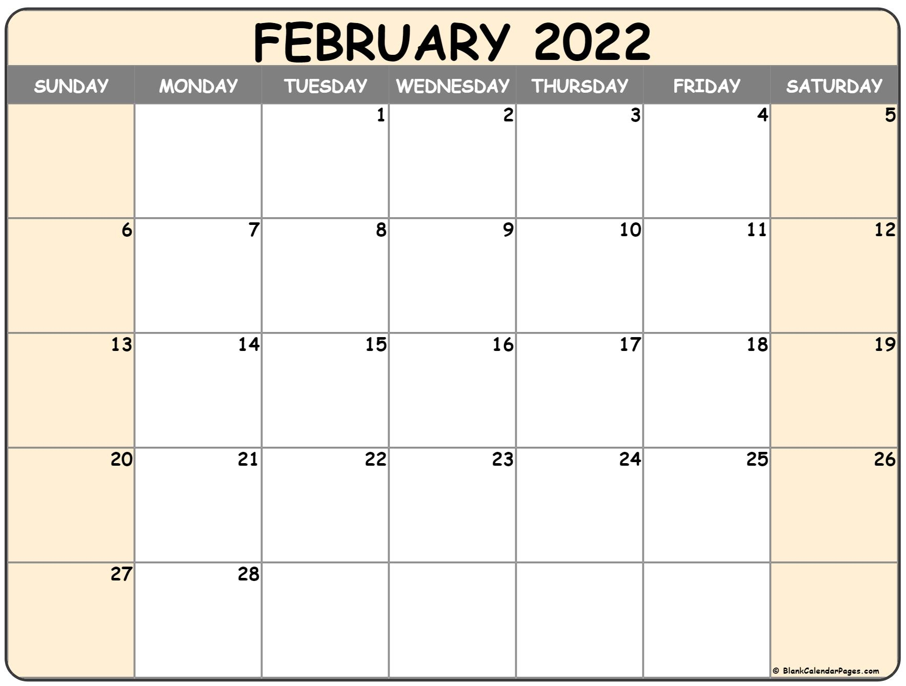 February 2022 Calendar | Free Printable Calendar Templates