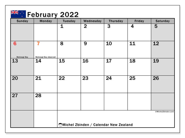 February 2022 Calendars &quot;Public Holidays&quot; - Michel Zbinden En