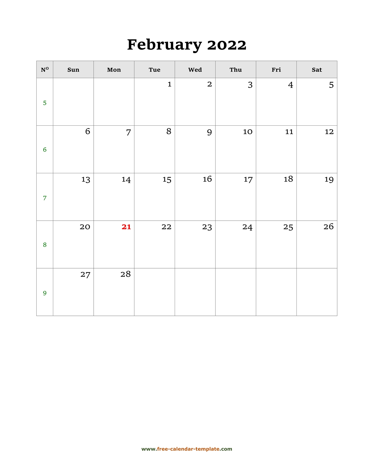 February 2022 Free Calendar Tempplate | Free-Calendar