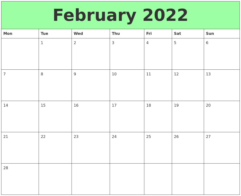 February 2022 Printable Calendars