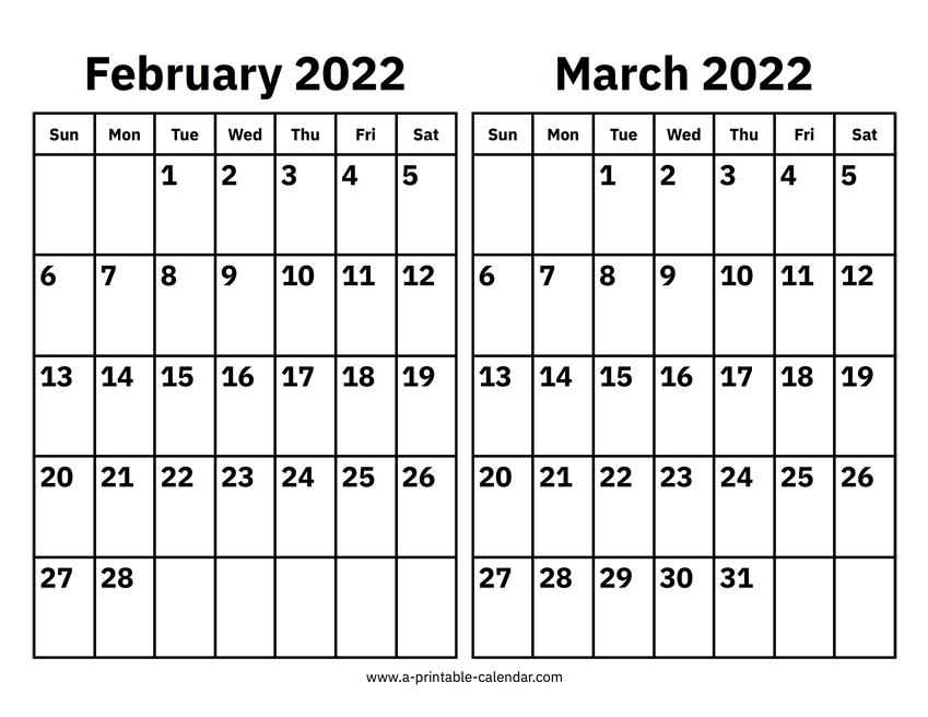 February And March 2022 Calendar Kits