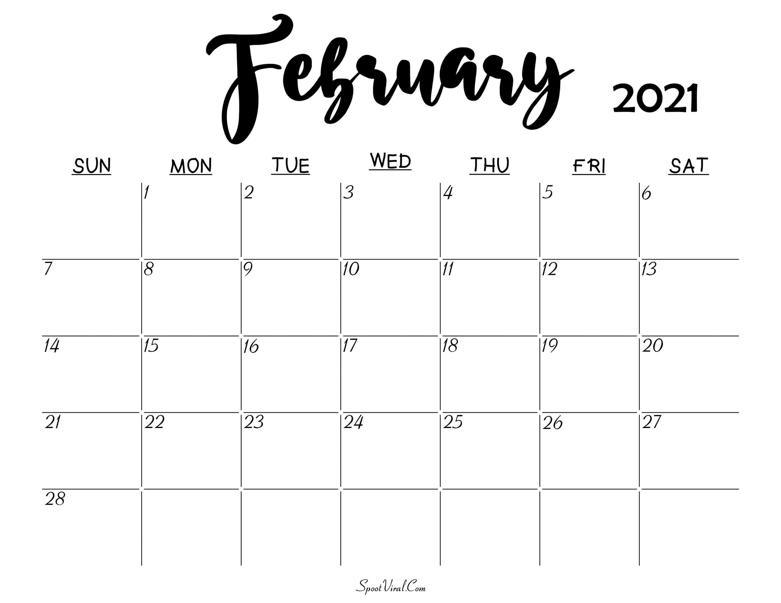 February Calligraphy Calendar / Eps Illustration