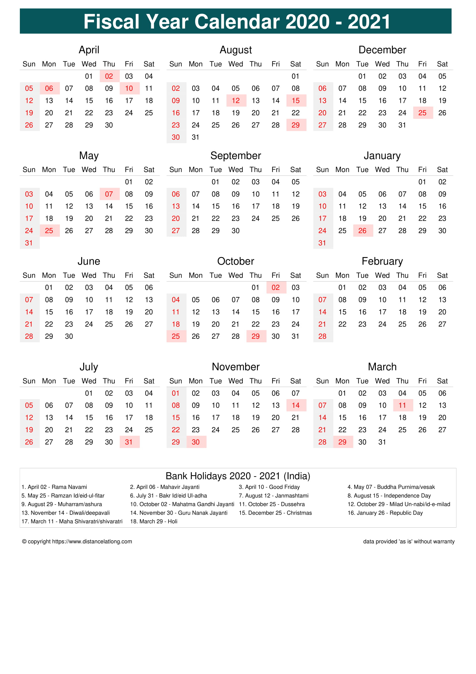 Fiscal Portrait Calendar Vertical Month Week Underline