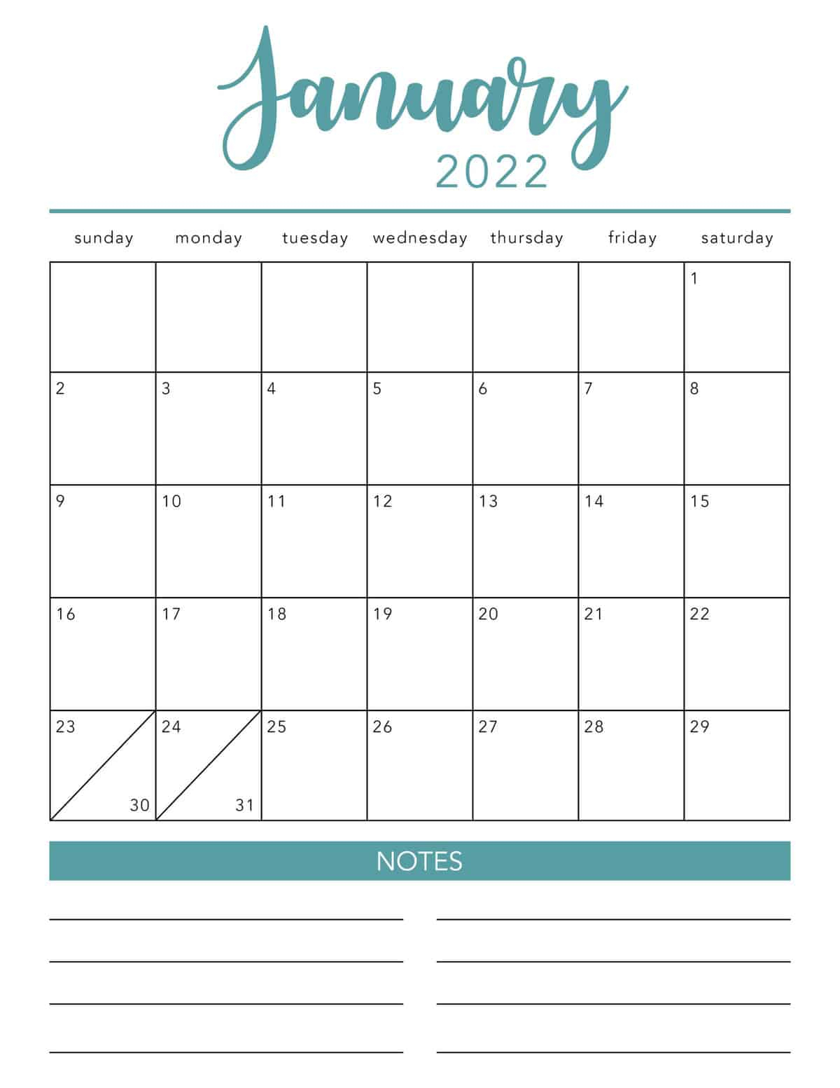 Free 2022 Printable Calendar Template (2 Colors!) - I