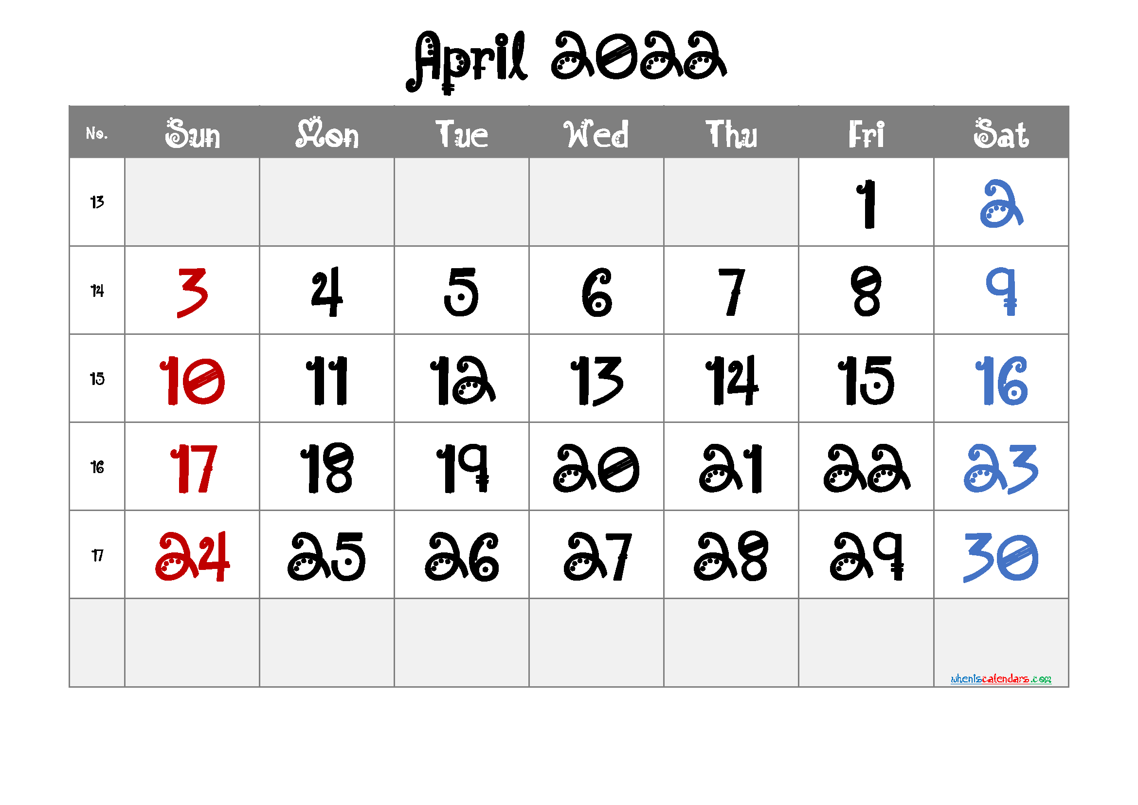 Free April 2022 Calendar Pdf (Pdf And Image)