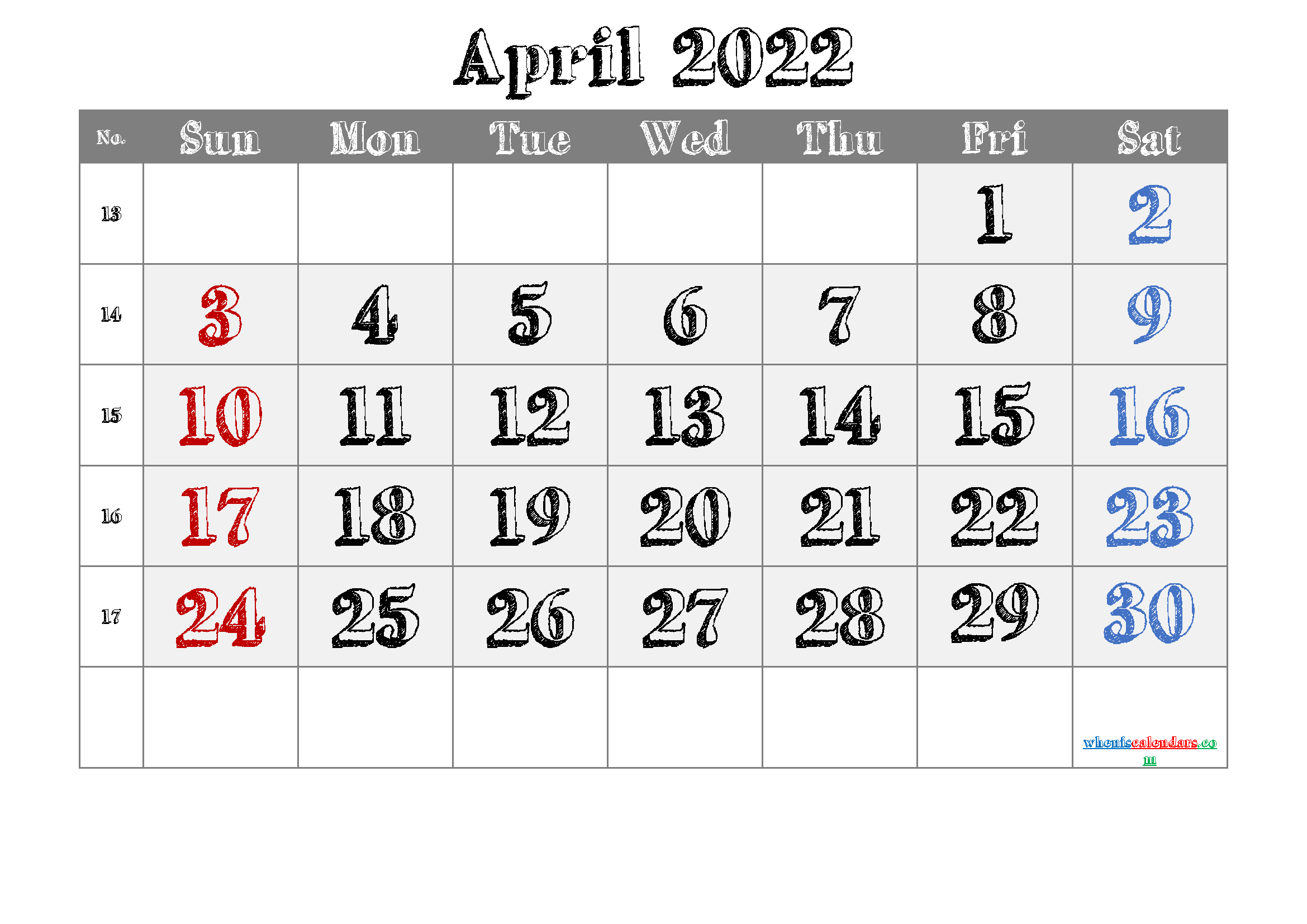 Free April 2022 Calendar Printable (Pdf And Image)