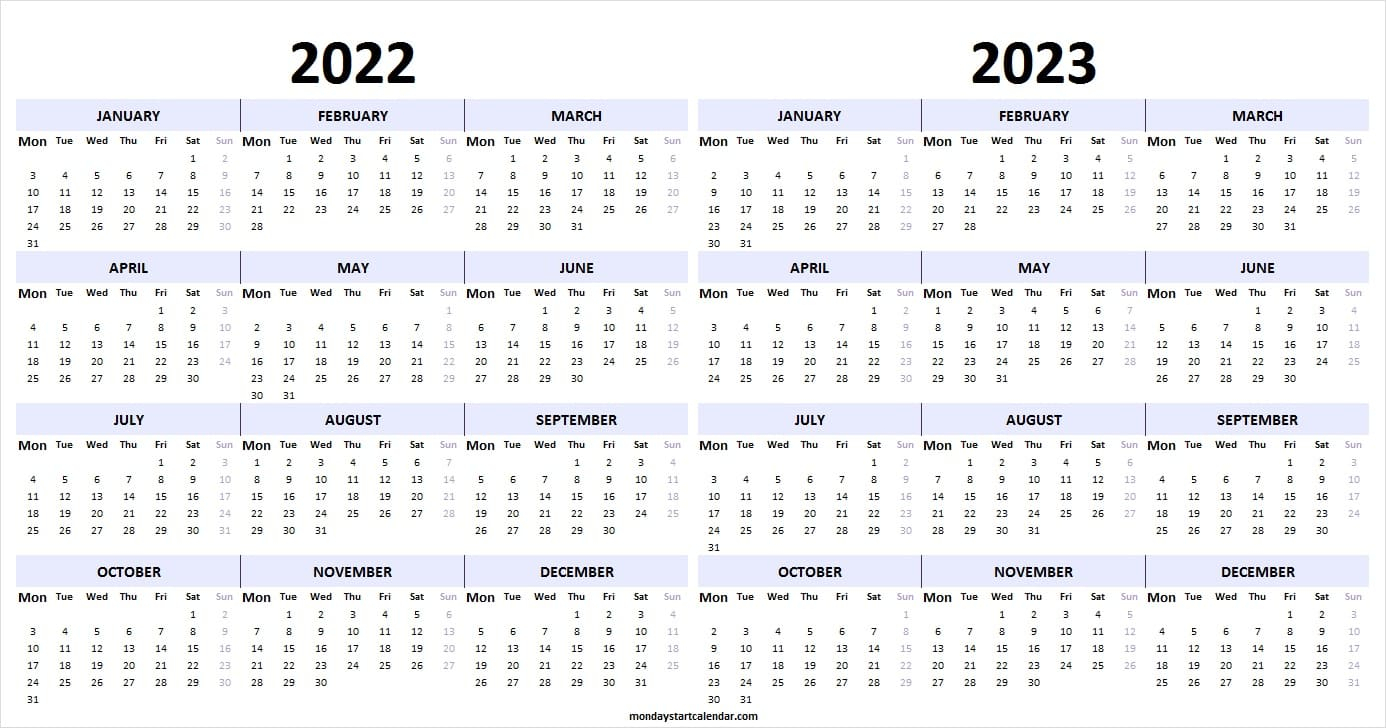 Free Calendar 2022 2023 Template | Yearly Calendar Template