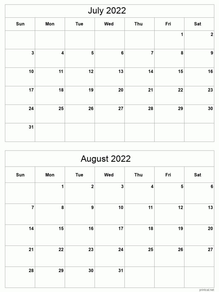 Free Printable 2022 2 Months Per Page Monday Start