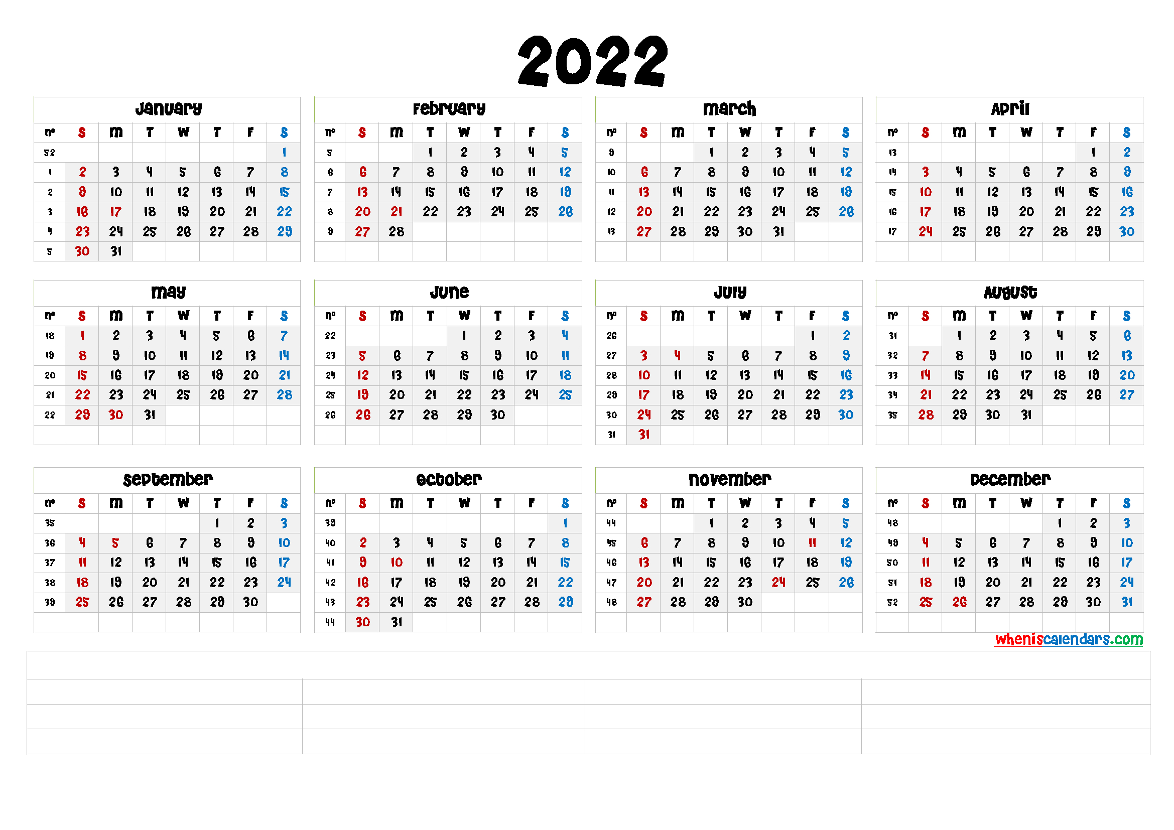 Free Printable 2022 Calendar By Month (6 Templates) - Free