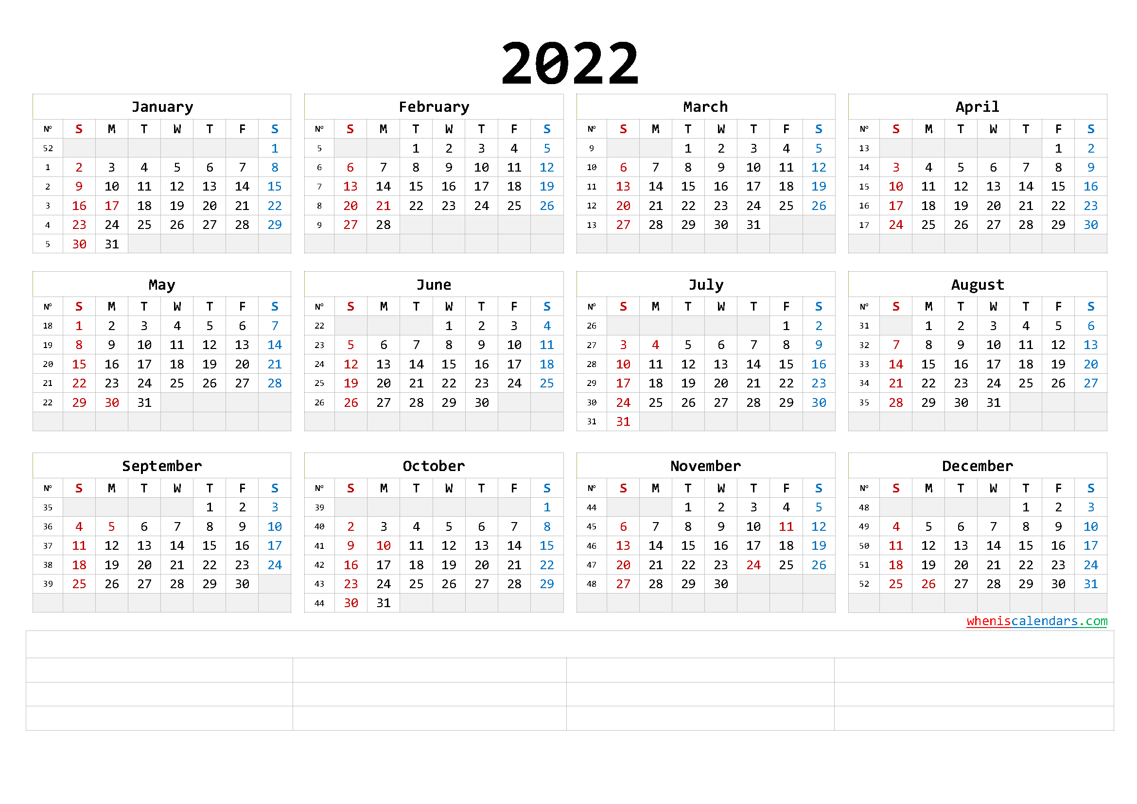 Free Printable 2022 Calendar | Free Letter Templates