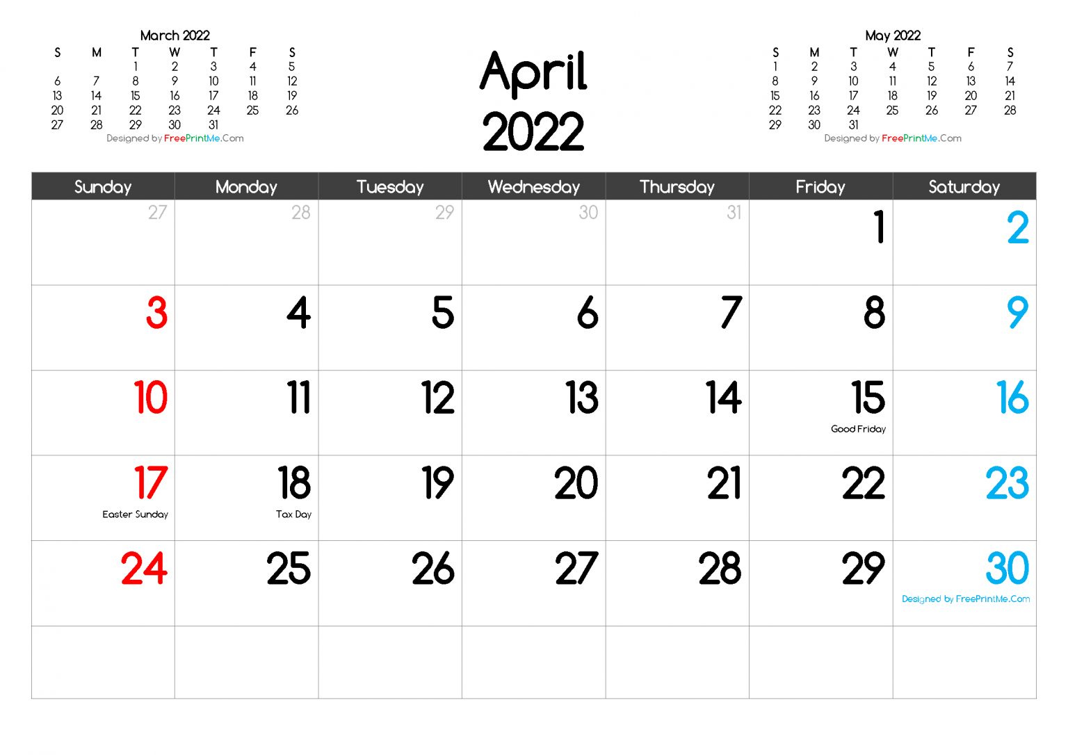 Free Printable April 2022 Calendar Pdf Png Image