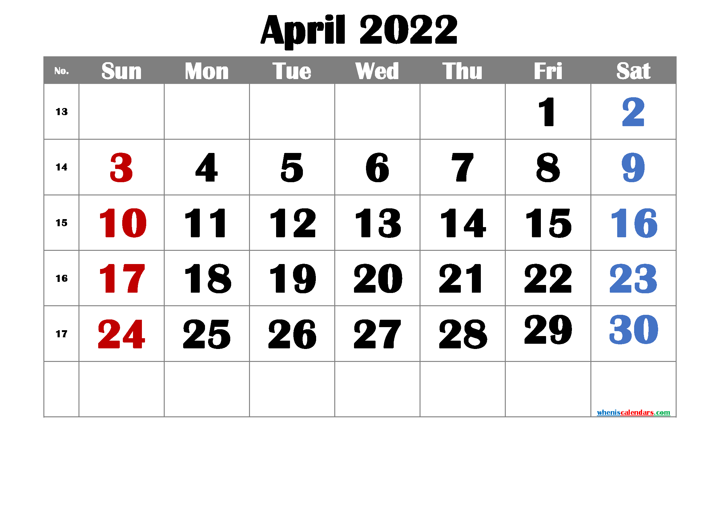 Free Printable April 2022 Calendars (Pdf And Image)