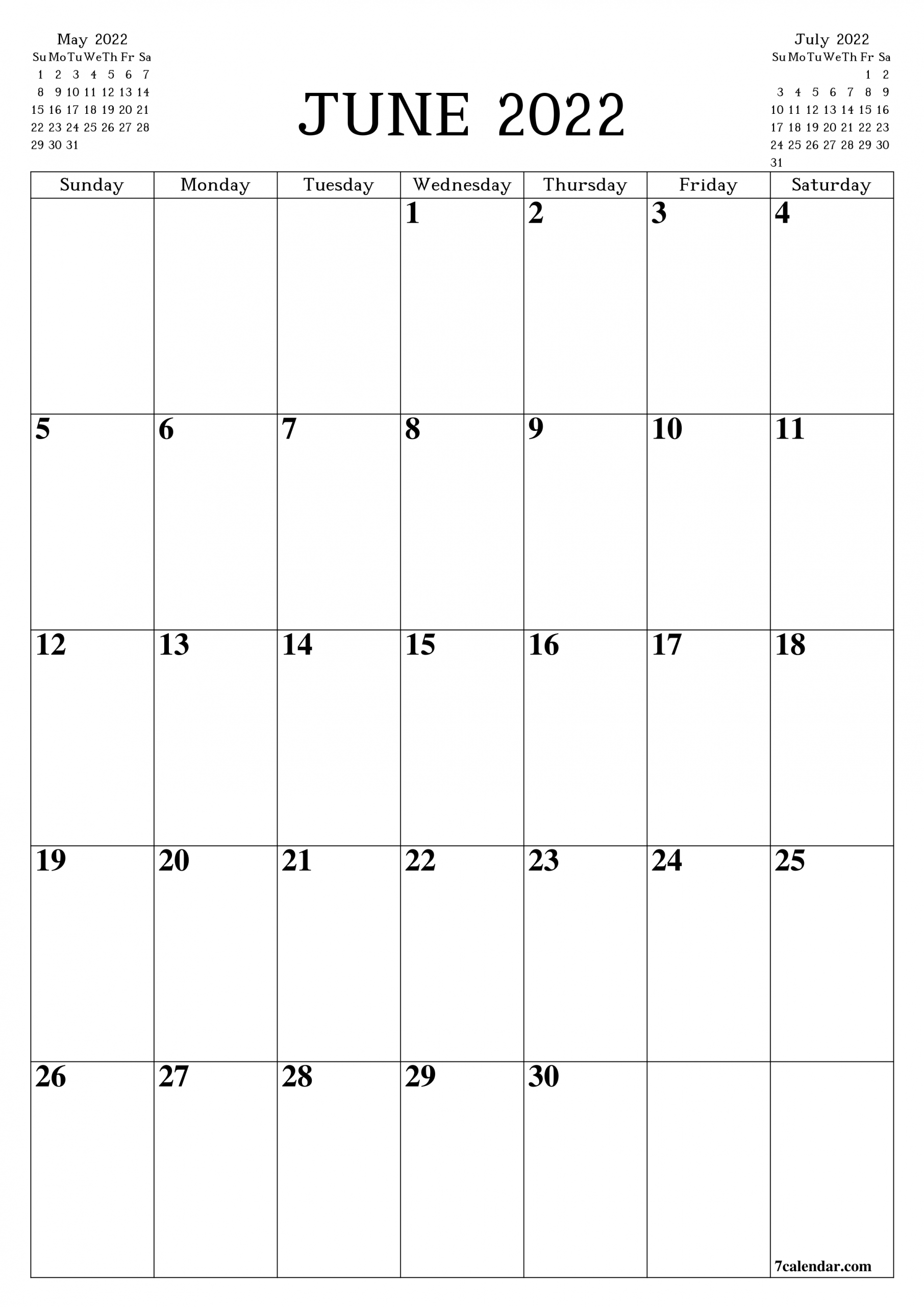 Free Printable Blank Monthly Calendar And Planner For June