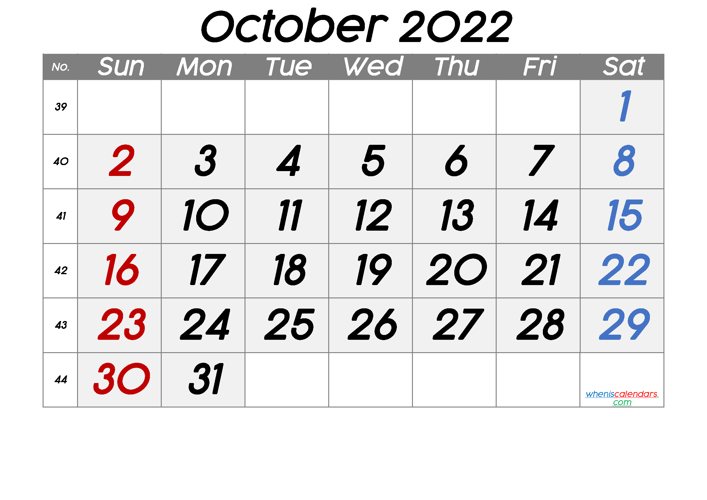 Free Printable Calendar 2022 October - 6 Templates - Free