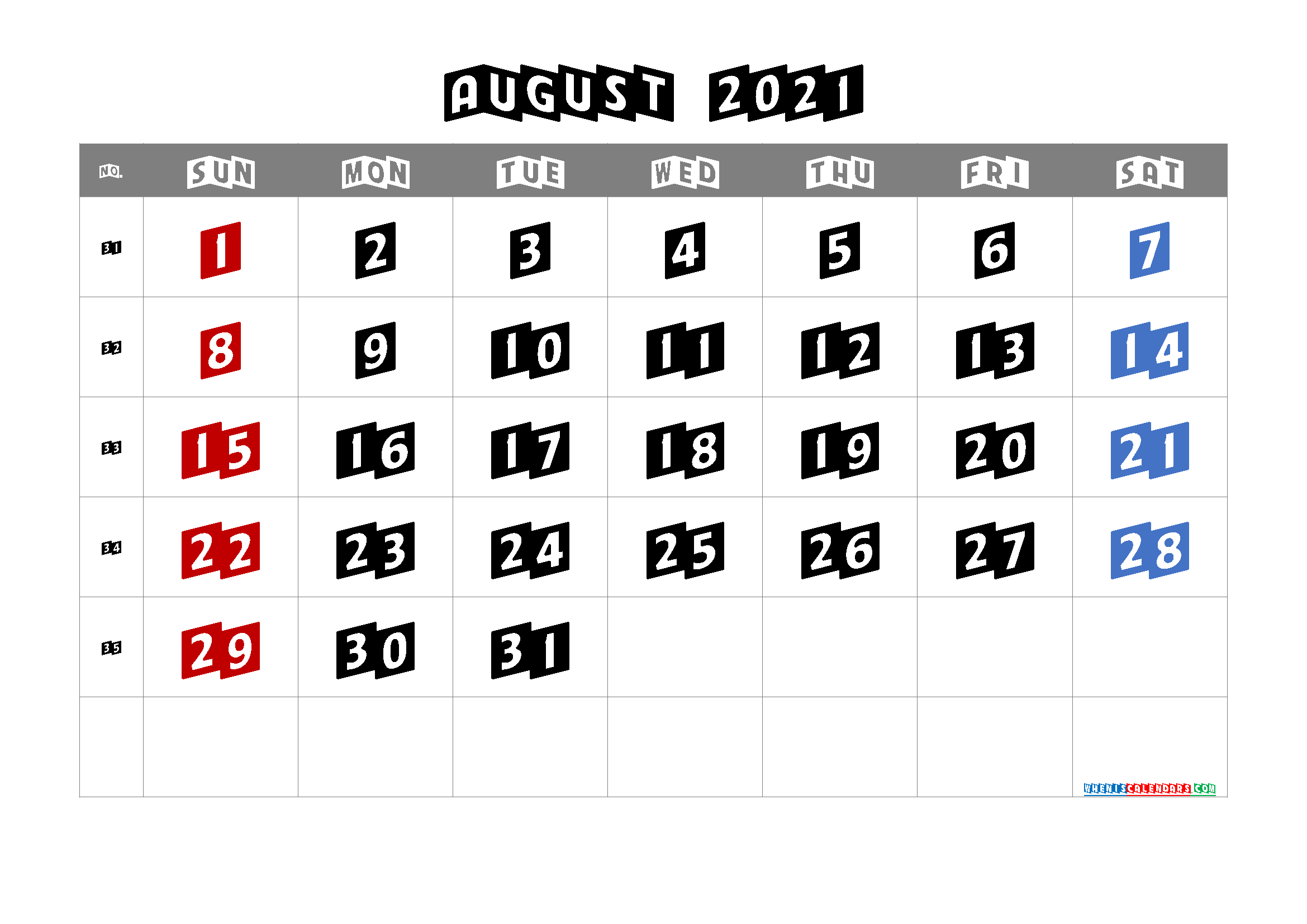 Free Printable Calendar August 2021 2022 And 2023